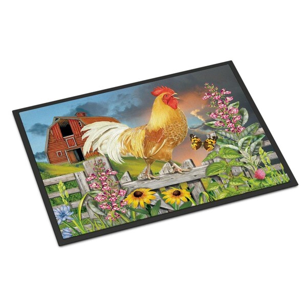 Jensendistributionservices 24 x 36 in. Yellow Rooster Greeting the Day Indoor or Outdoor Mat MI1713744 - main